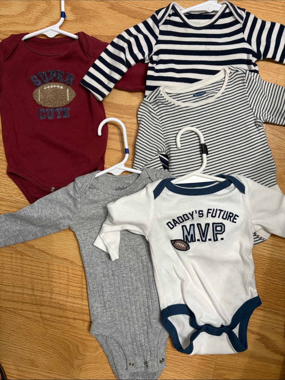Assorted Baby One-Piece Bodysuits - Grey, White, Navy & Burgundy 5 piece bundle